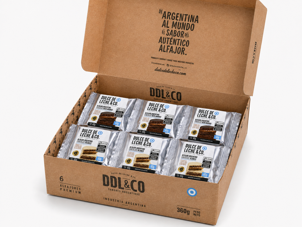 Alfajor MIX de Chocolate Branco e Meio Amargo 60g caixa x 6 unidades