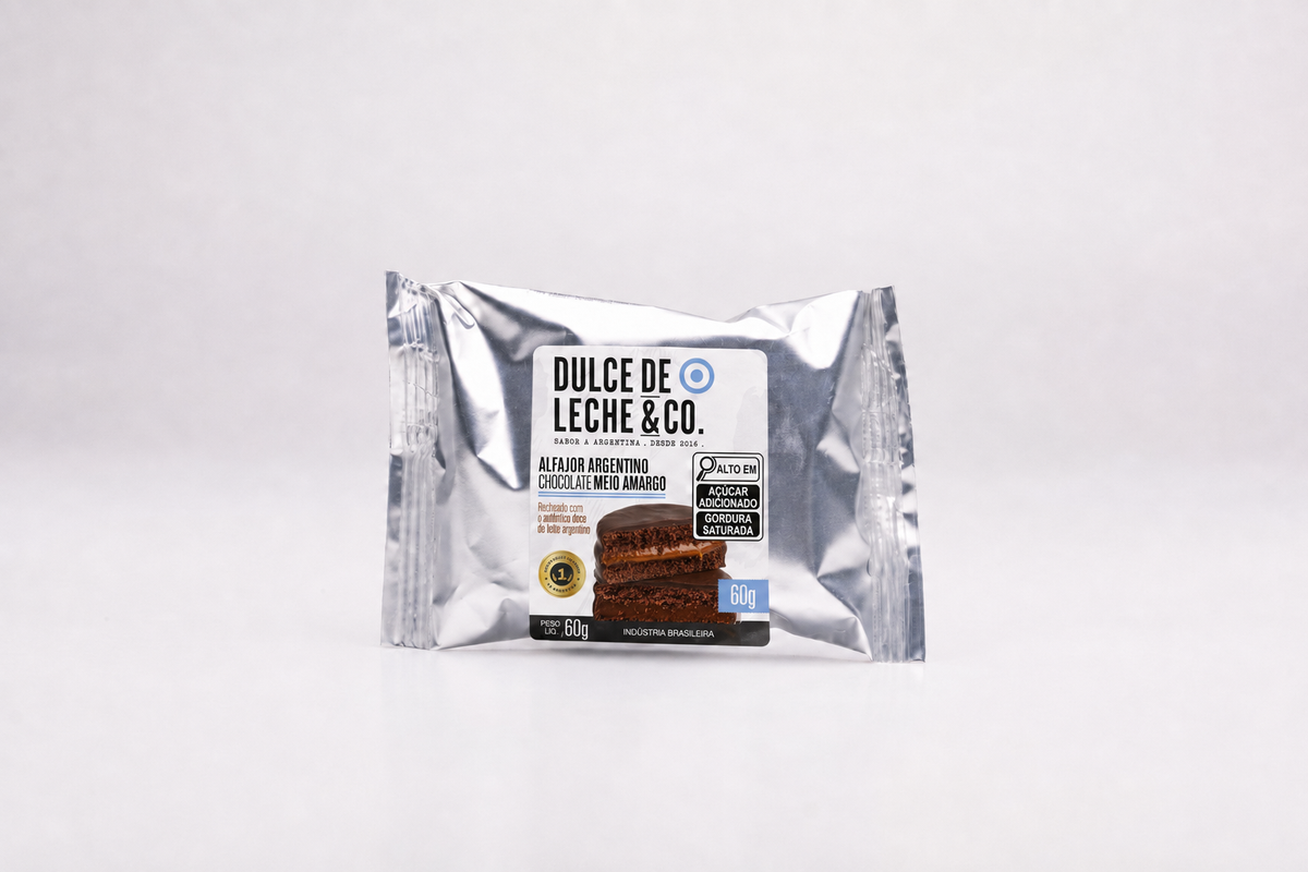 Alfajor de Chocolate Meio Amargo 60g caixa x 12 unidades